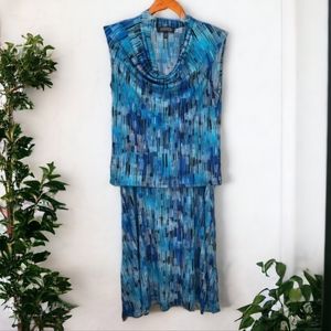 Kasper Blue Cowl Neck Sleeveless Top & Matching Maxi Skirt Size Medium P…